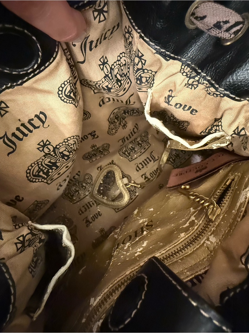 Vintage Juicy Couture Daydreamer Velour Brown Flower Appliqué Tote
Bag Purse Bow - Picture 7 of 12